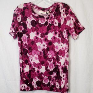 Lightweight Linen, Plum Coloured Floral T-shirt